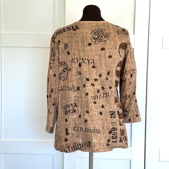 Cactus Bay Apparel Coffee Embellished Top Shirt 3/4 sleeves - Picture 5 of 7